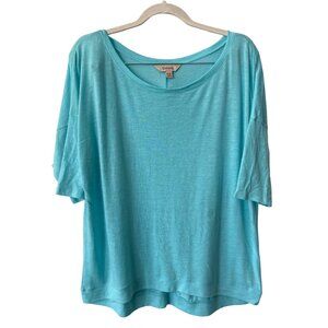Decree Top Size 1X Blue Polyester Relaxed Dolman Casual Trendy Blue Turquiose